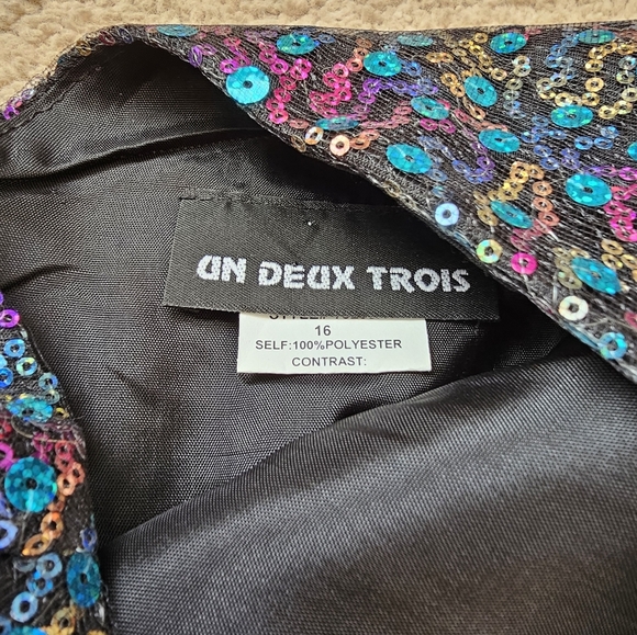 Sparkling Multicolor Kids Dress 16 un deux trois sequins vintage - Picture 2 of 4